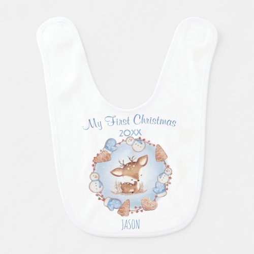 My First Christmas Baby bib Boy