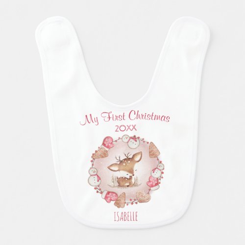 My First Christmas Baby bib Girl