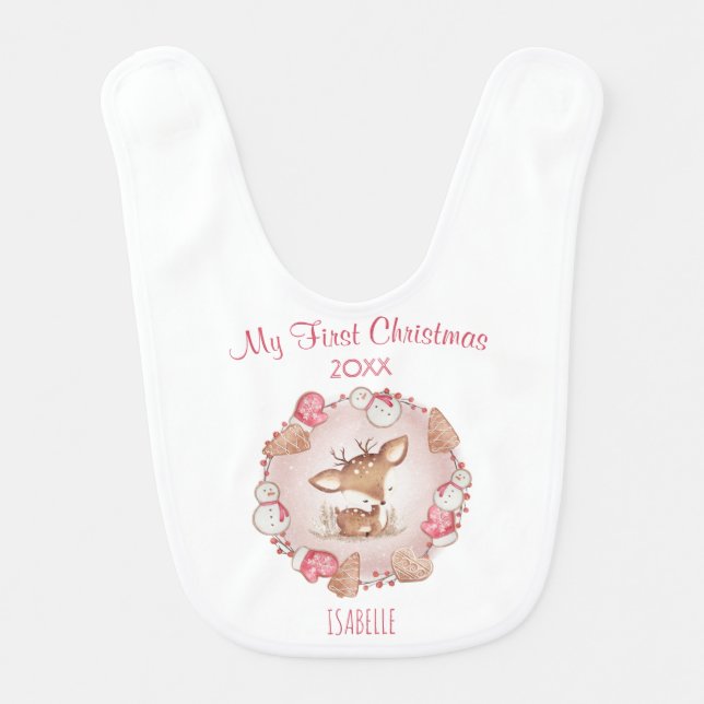 My First Christmas Baby bib Girl (Front)
