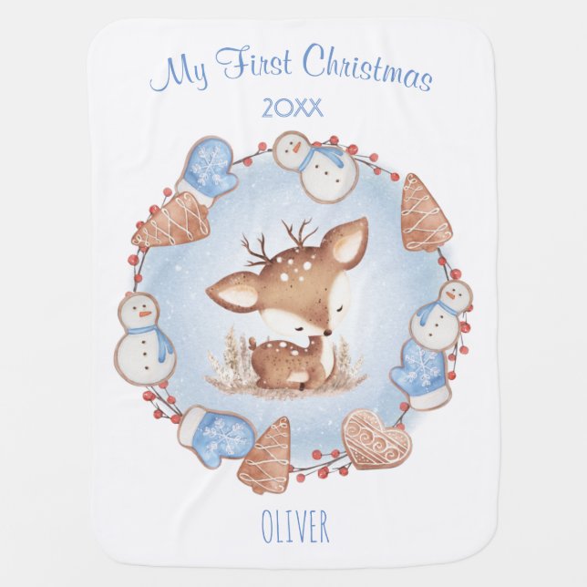 My First Christmas Baby blanket Boy (Front)