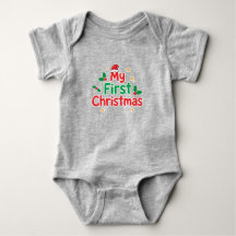 My First Christmas Baby Bodysuit - Cute Santa Hat