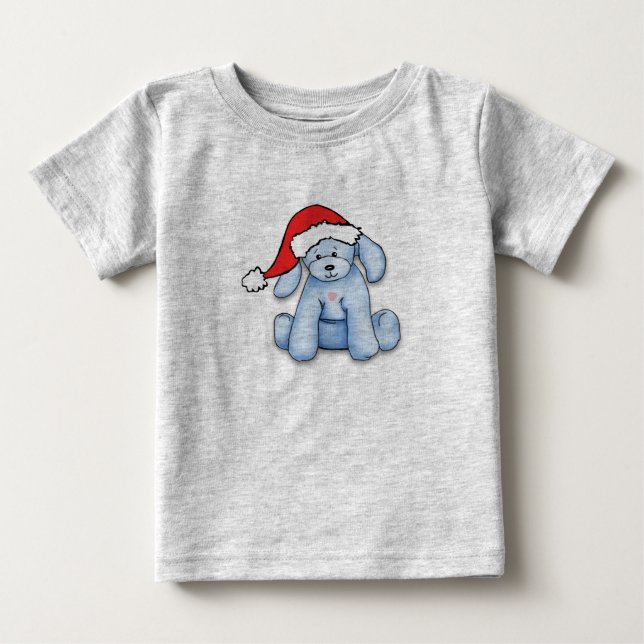 "My First Christmas" baby bodysuit with cute puppy (Front)