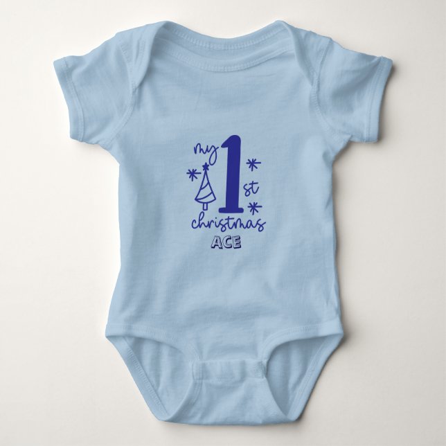 My First Christmas Baby Boy Baby Bodysuit (Front)