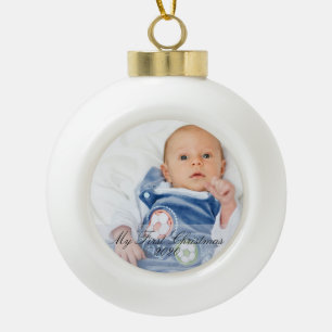 My First Christmas Baby Boy Ceramic Ball Christmas Ornament