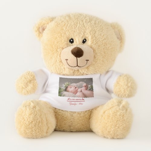 My First Christmas Baby Custom Photo Teddy Bear