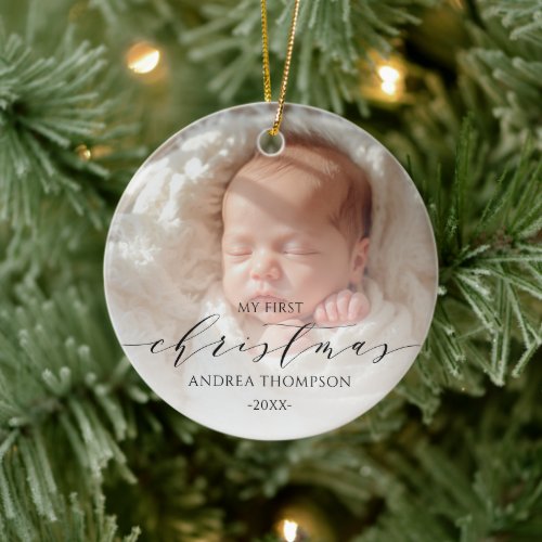 My first Christmas Baby Dual Photo Ceramic Ornament