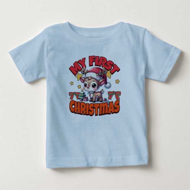My First Christmas - Baby Fawn Delight T-Shirt (Front)