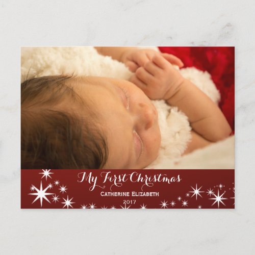 My First Christmas _ Baby First Christmas Photo Holiday Postcard