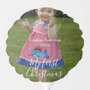 my first Christmas baby girl photo name year simpl Balloon