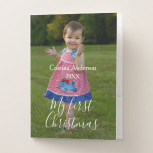 my first Christmas baby girl photo name year simpl Pocket Folder