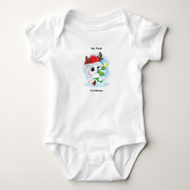 My First Christmas Baby Grow Newborn Christmas Bodysuit (Front)