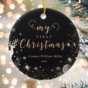 My First Christmas Baby Modern Elegant Festive Ceramic Ornament