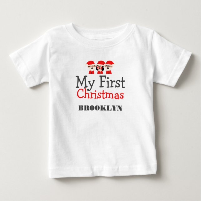 My first Christmas Baby Personalized Name Baby T-Shirt (Front)