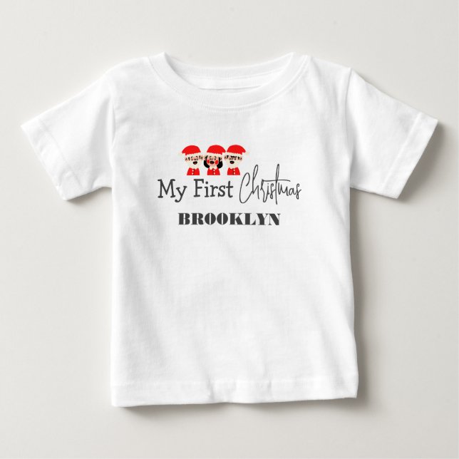 My first Christmas Baby Personalized Name T-Shirt (Front)