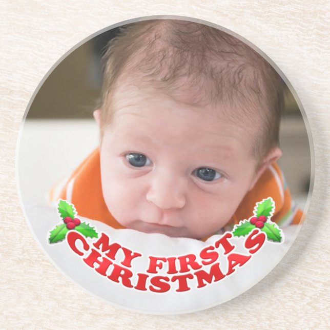 My First Christmas Baby Photo Coasters (Front)