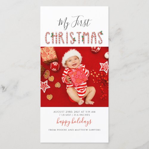 My First Christmas Baby Photo Collage Holiday Card