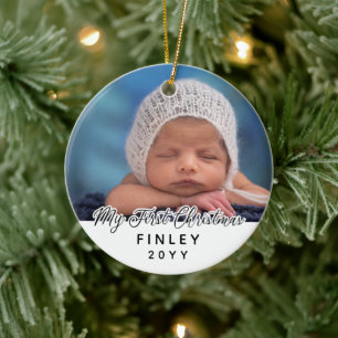 My First Christmas Baby Photo Double Sided Ceramic Ornament