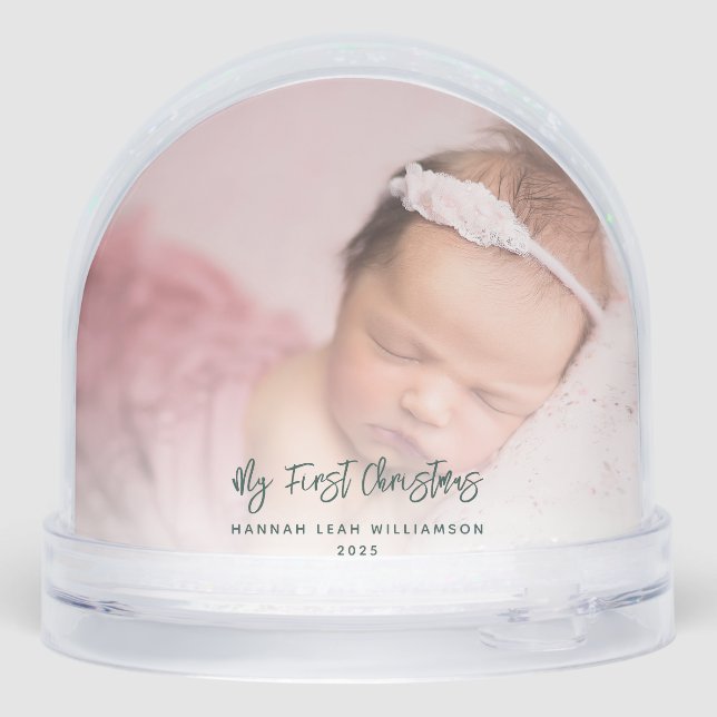 My First Christmas Baby Photo Grandma Keepsake Snow Globe (Back)