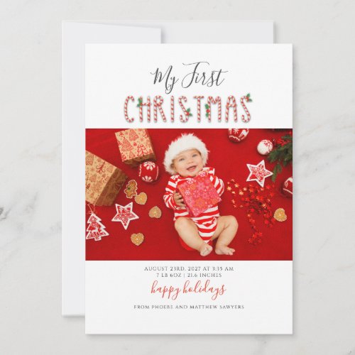My First Christmas Baby Photo Holiday Card