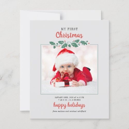 My First Christmas Baby Photo Holiday Card