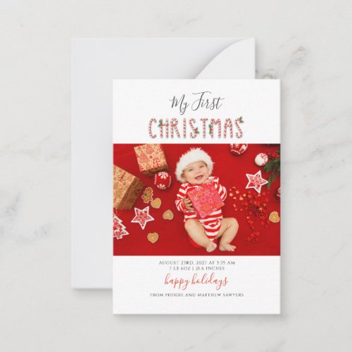 My First Christmas Baby Photo Holiday Note Card