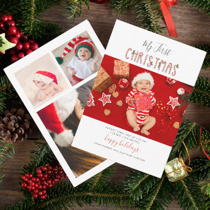 My First Christmas Baby Photo Holiday Note Card