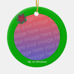 My first Christmas Baby Photo Ornament Green