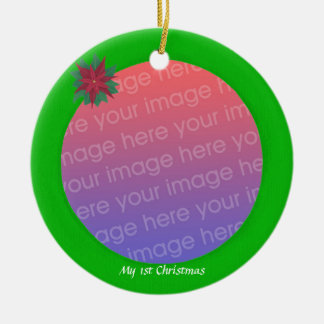 My first Christmas Baby Photo Ornament Green