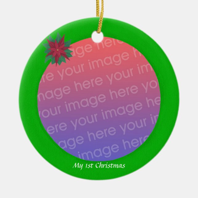 My first Christmas Baby Photo Ornament Green (Front)