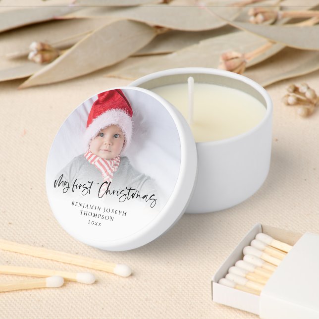 My First Christmas Baby Photo Overlay  Mini Candle Favors (Insitu)