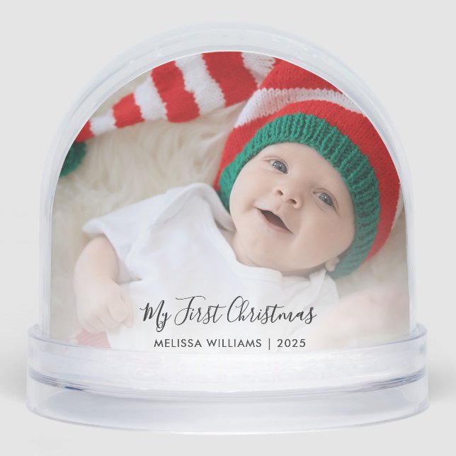 My First Christmas Baby Photos Custom Snow Globe (Front)