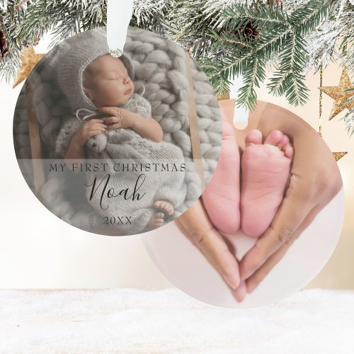 My First Christmas Baby Photos Script Name Ornament