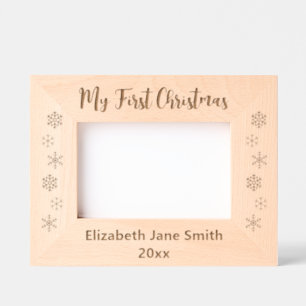 My First Christmas & Baby's Name Year Snowflakes Engraved Frames