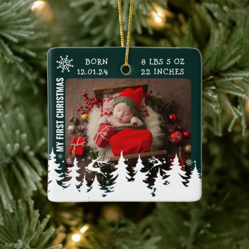 My First Christmas Birth Stats Photo  Ceramic Ornament