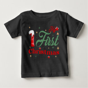 My First Christmas Black Baby Fine Jersey T-Shirt