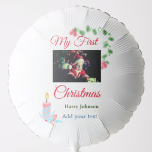 My first Christmas candle add baby photo name leav Balloon