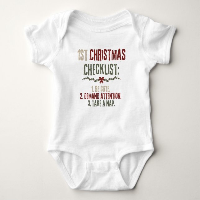 My First Christmas Checklist Baby Bodysuit (Front)