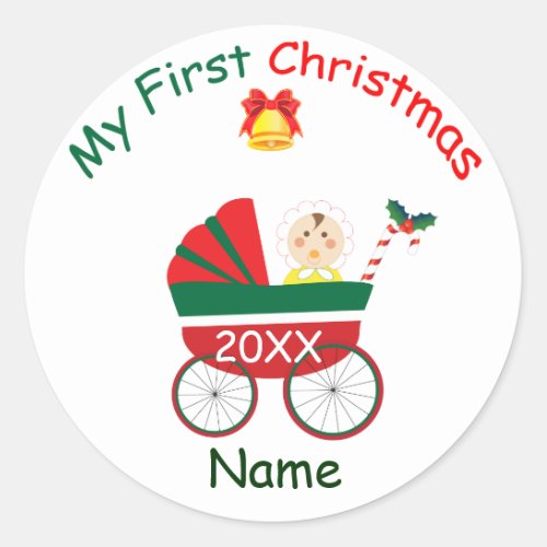 My First Christmas Classic Round Sticker