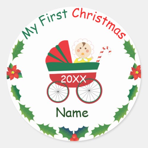 My First Christmas Classic Round Sticker