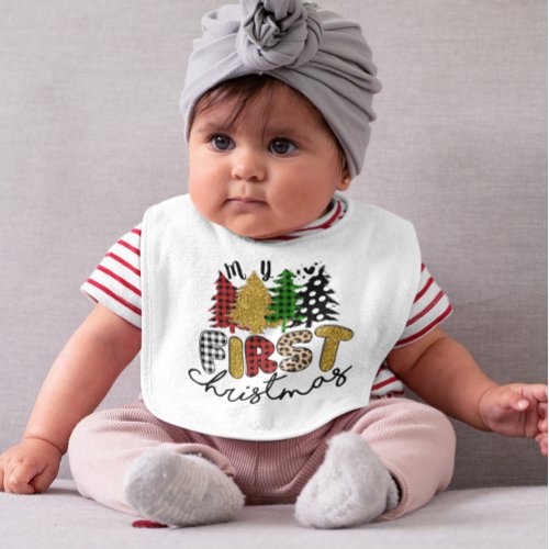 My First Christmas Colorful Trees  Baby  Baby Bib