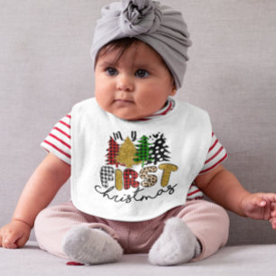 My First Christmas Colorful Trees  Baby  Bib