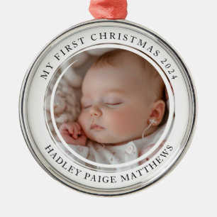 My first Christmas Custom Baby Photo Metal Ornament