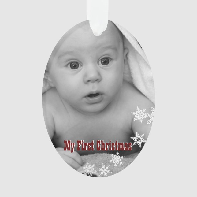 My First Christmas Custom Baby Photo Ornament (Front)