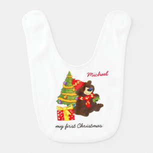 My First Christmas. Custom Name Christmas Baby Bib