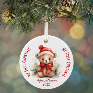 My First Christmas Custom Name Christmas Bear Ceramic Ornament