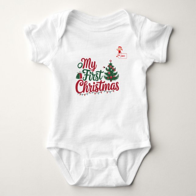 My First Christmas custom name family matching Baby Bodysuit (Front)