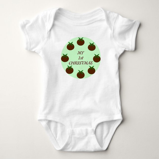 My First Christmas Custom Pudding Baby Bodysuit (Front)