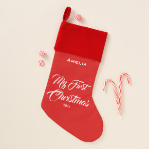My First Christmas   Custom Red Baby's First Stocking