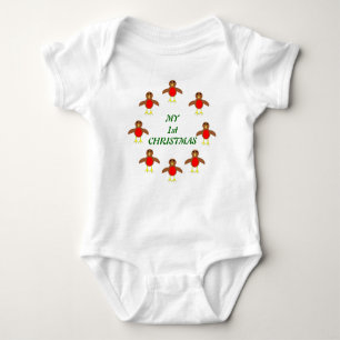 My First Christmas Custom Robin Baby Baby Bodysuit