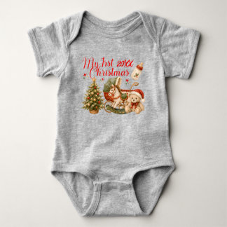My First Christmas Cute and Colorful Baby Bodysuit